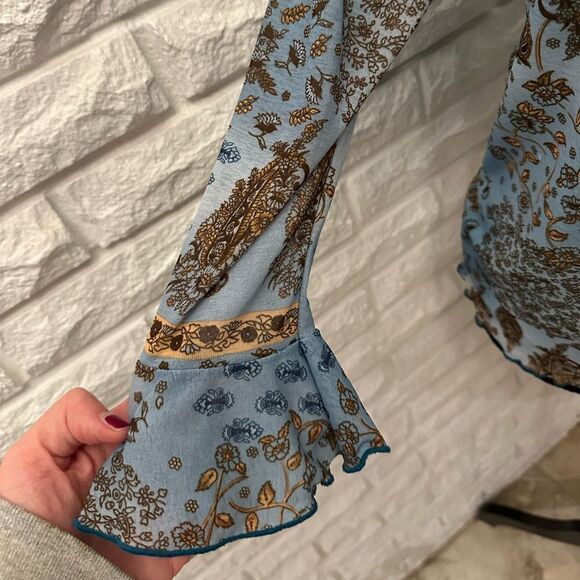 St. John’s Bay Western Paisley Blouse w/ Keyhole Tie - Picture 3 of 5